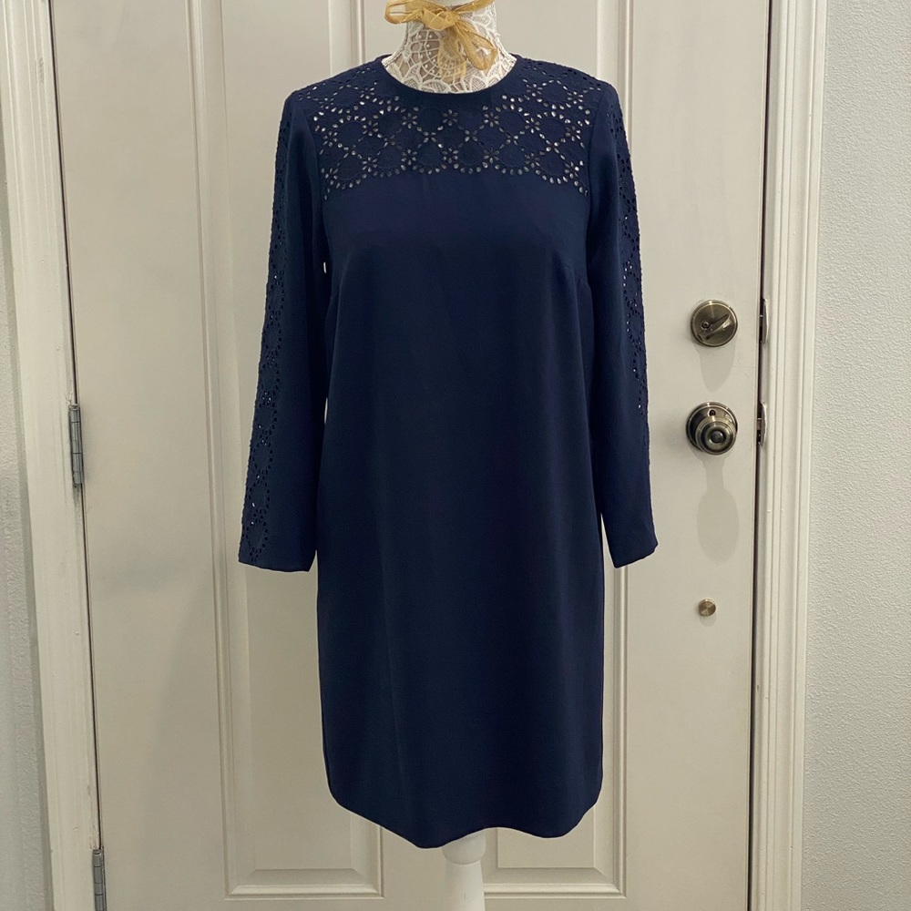 J Crew Women’s Navy Blue Eyelet Dress - 4